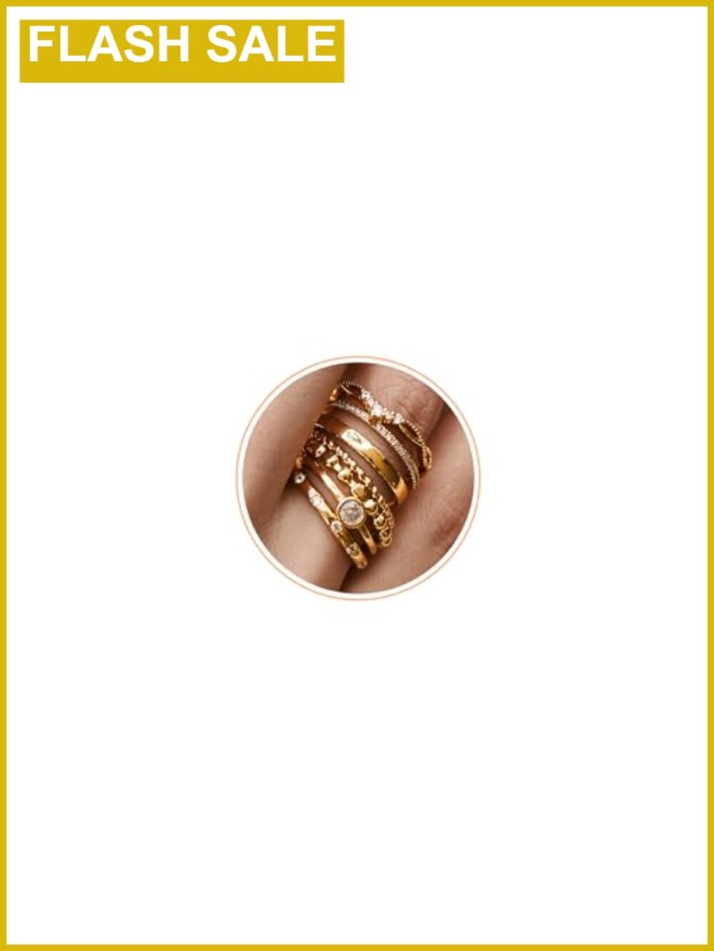 6pc 14K Gold Filled Stacking Rings Set Cubic Zirconia Size 6